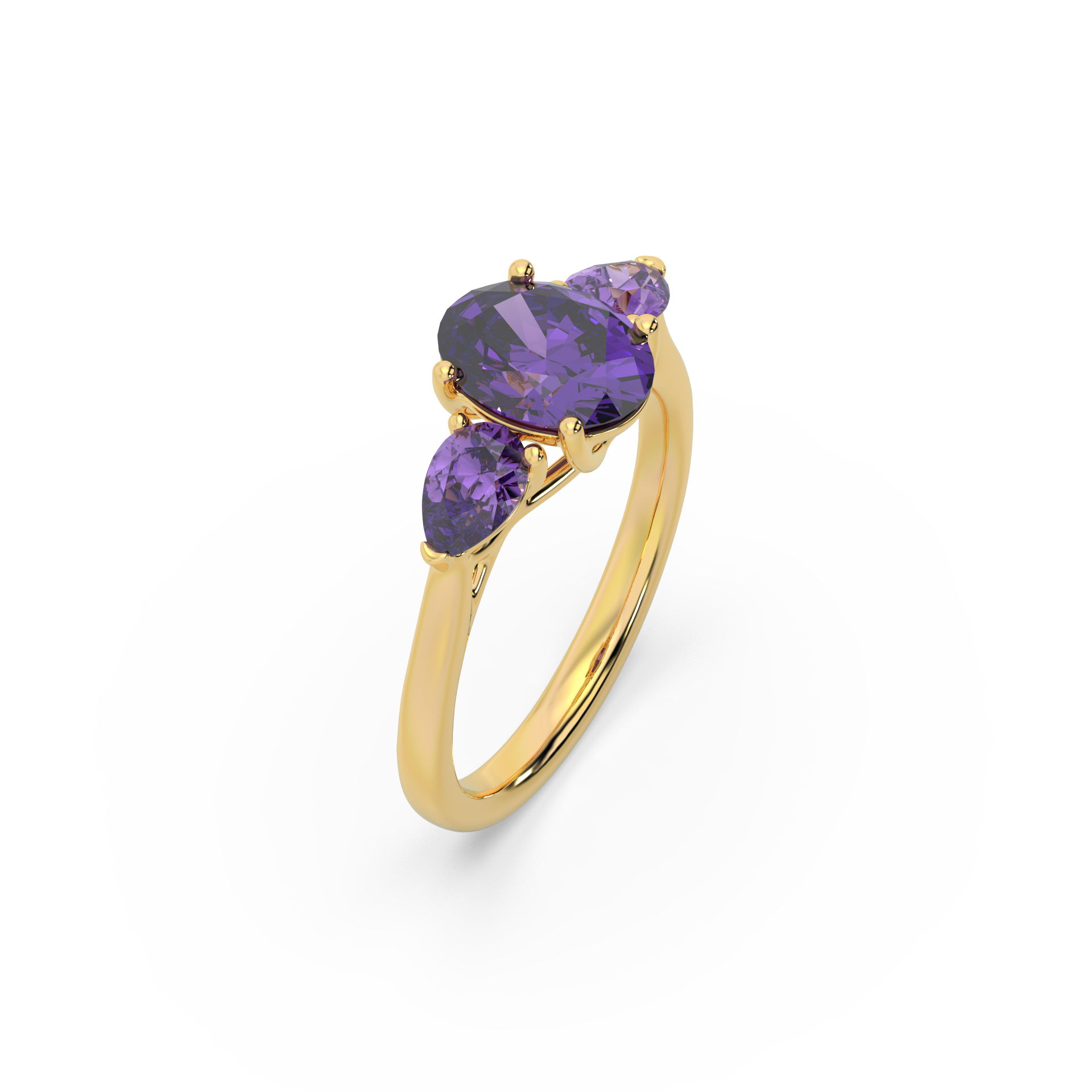 African Amethyst Gold Plating Over Sterling Silver Ring