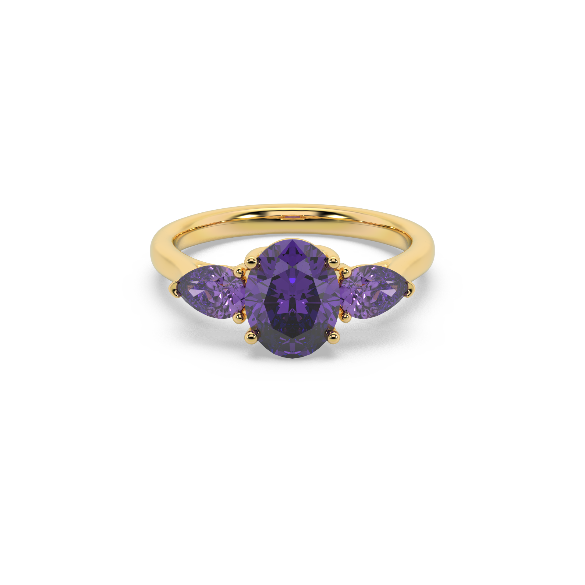 African Amethyst Gold Plating Over Sterling Silver Ring