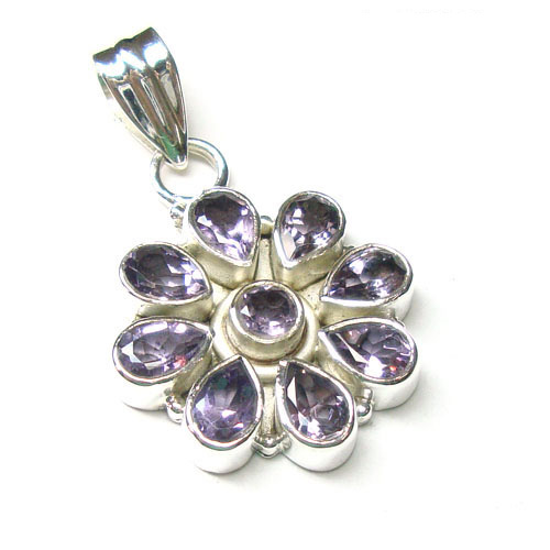 sterling silver purple amethyst pendant