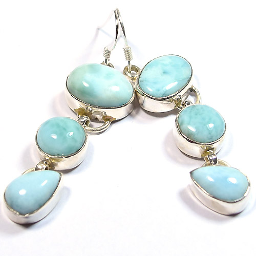 Larimar Silver Earrings