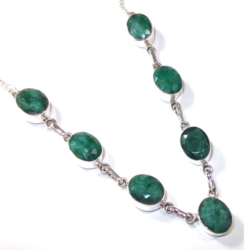 Emerald Silver Necklace